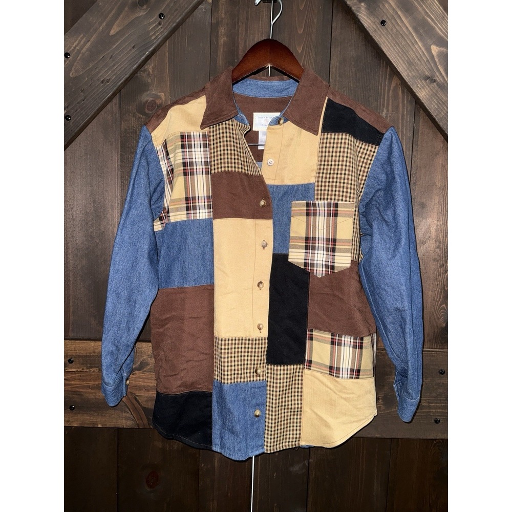 VTG Susan Bristol Women's‎ Small Petite PS Patchwork Denim Shirt